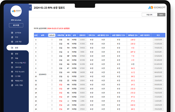 RPA 품절처리&송장입력